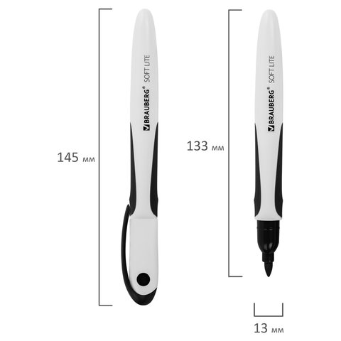 Маркер для доски BRAUBERG "SOFT LITE" черный 3мм, стираемый, резиновая вставка