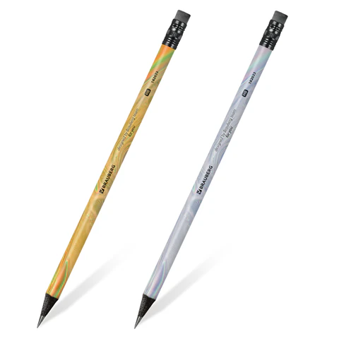 Карандаш пр. BRAUBERG "SILVER/GOLD" НВ с ласт. корп. ассорти